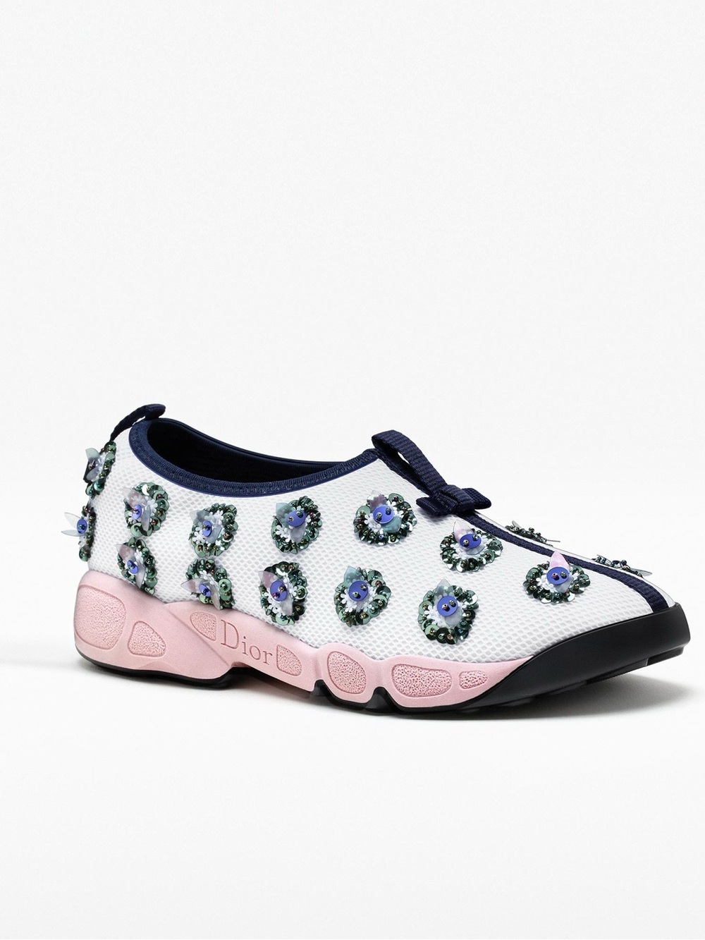 Dior Fusion White Floral Sequin Mesh Sneakers Size 37 - Picture 7 of 9